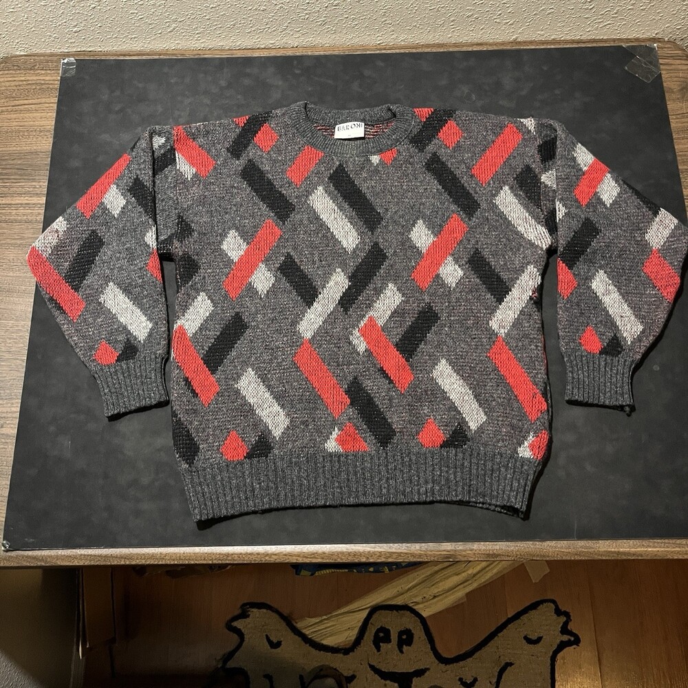 New Zealand Sweater Tundra Pure New Wool Vintage Lee Andersen Abstract Knit